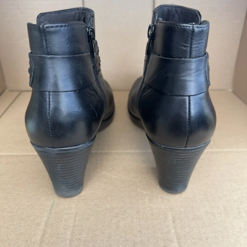 Clarks Bendables Dream Belle Womens Leather Ankle Booties Block Heel Zip